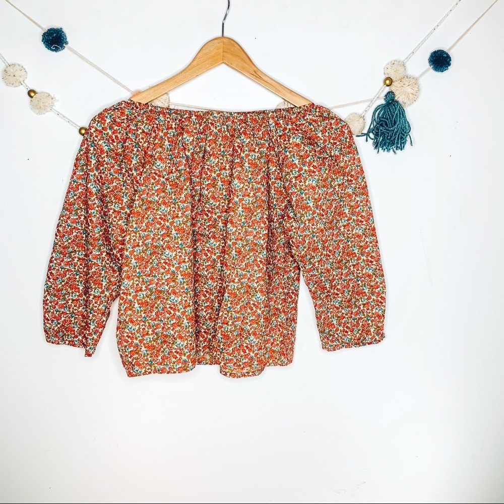 VINTAGE vsco y2k floral off the shoulder crop top